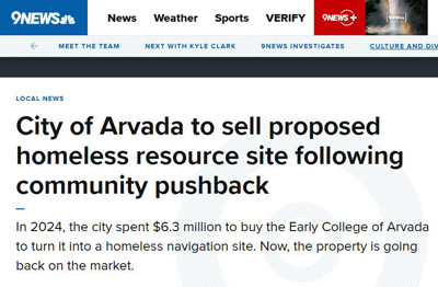 9news article regarding Arvada selling shelter  building